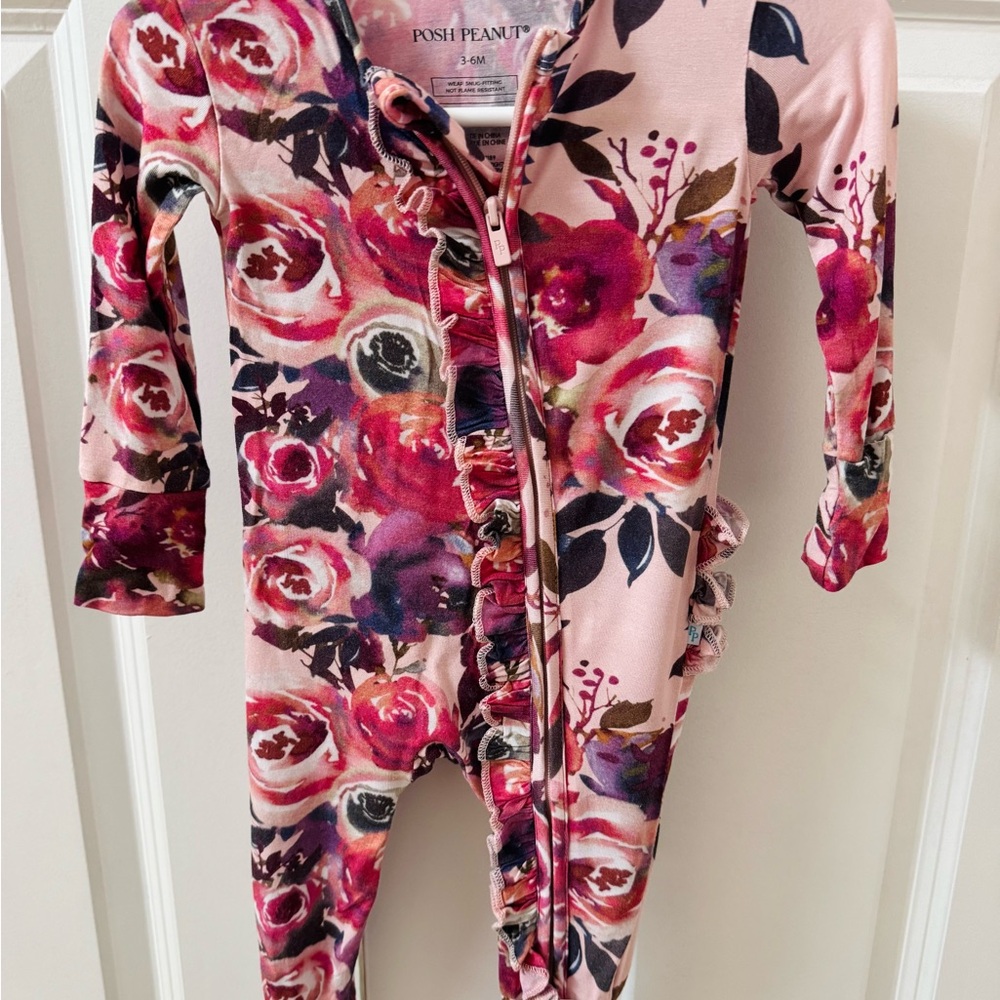 Posh Peanut Floral Baby Romper - Pink and Purple